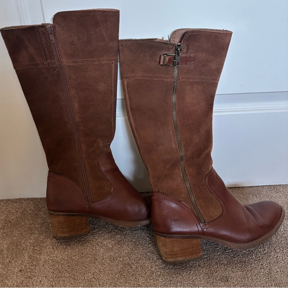 b.o.c. Brown Suede and Leather Heeled Boots